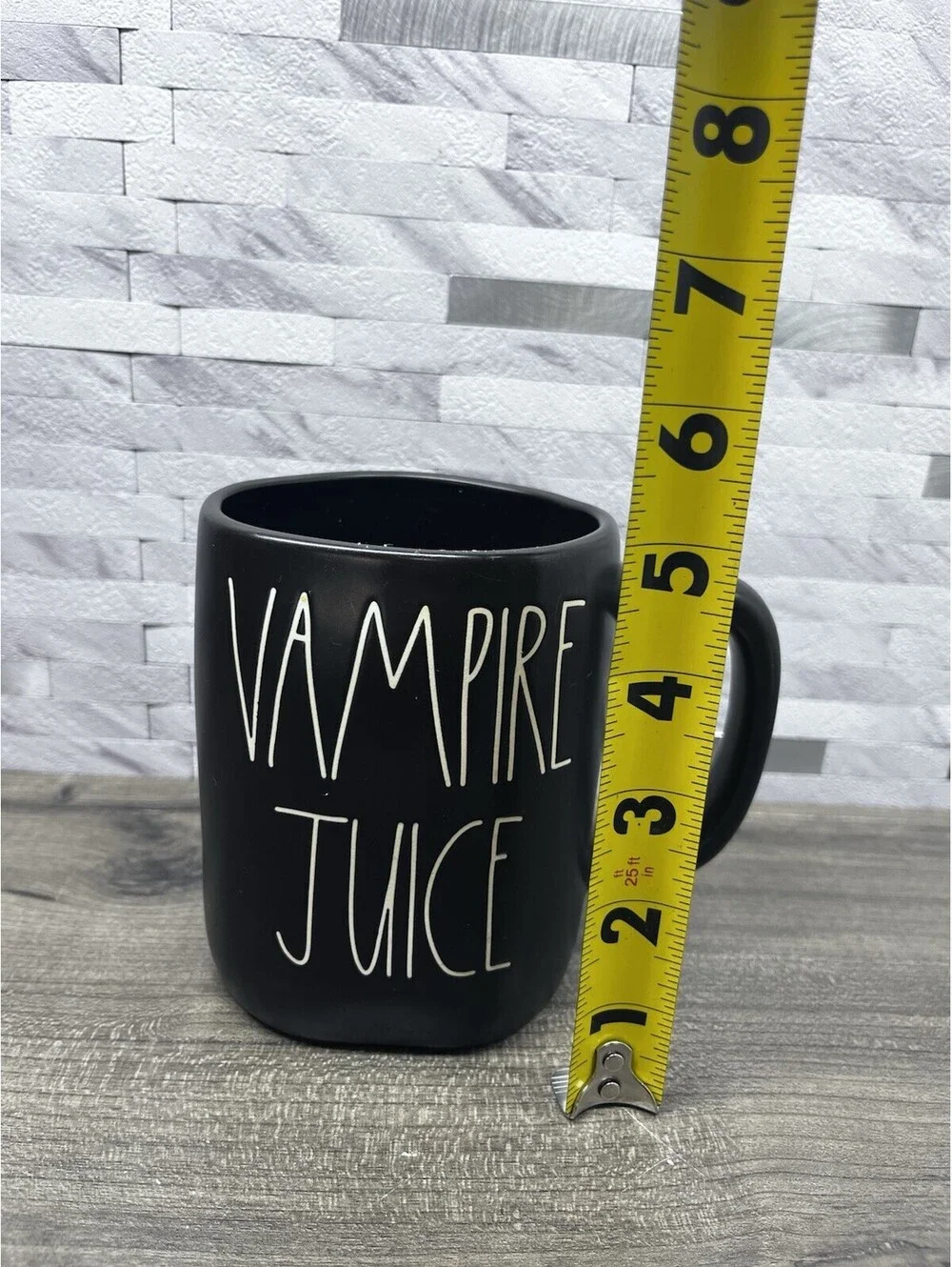 Rae Dunn Ceramic Coffee Mug Black Vampire Juice Halloween Artisan Collection